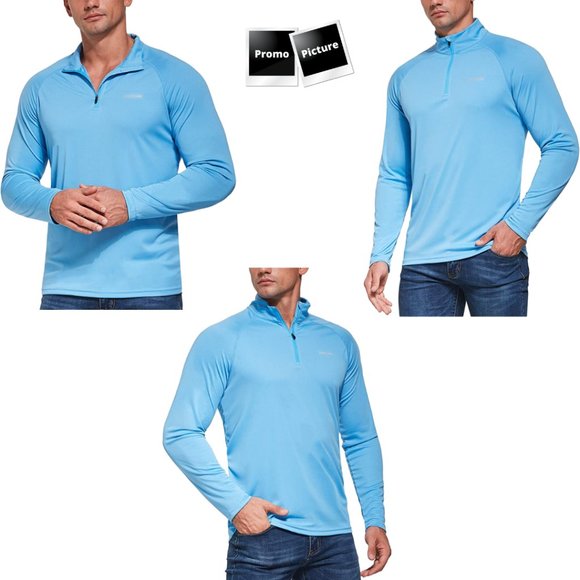 OGEENIER XL Blue 1/4 Zip Pullover Long Sleeve Sun Protection UPF 50+ Fishing - Picture 9 of 9